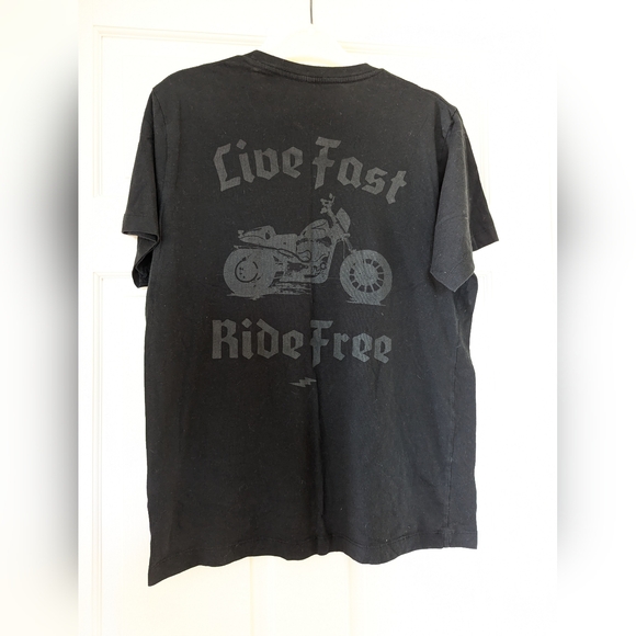 Black Motorcycle T shirt "Live Fast Ride Free" - M - Picture 2 of 4